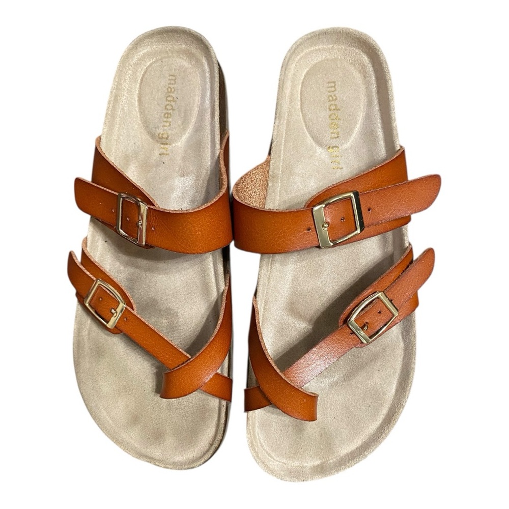 Madden Girl Brown Orange Tone Leather Sandals 9 - 9 1/2